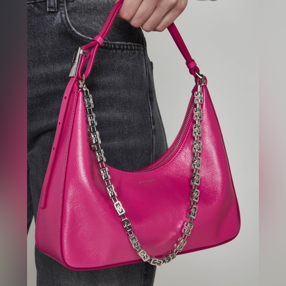 Givenchy Women's Pink 'Moon Cut Out Fuchsia Shoulder Bag - Picture 2 of 14